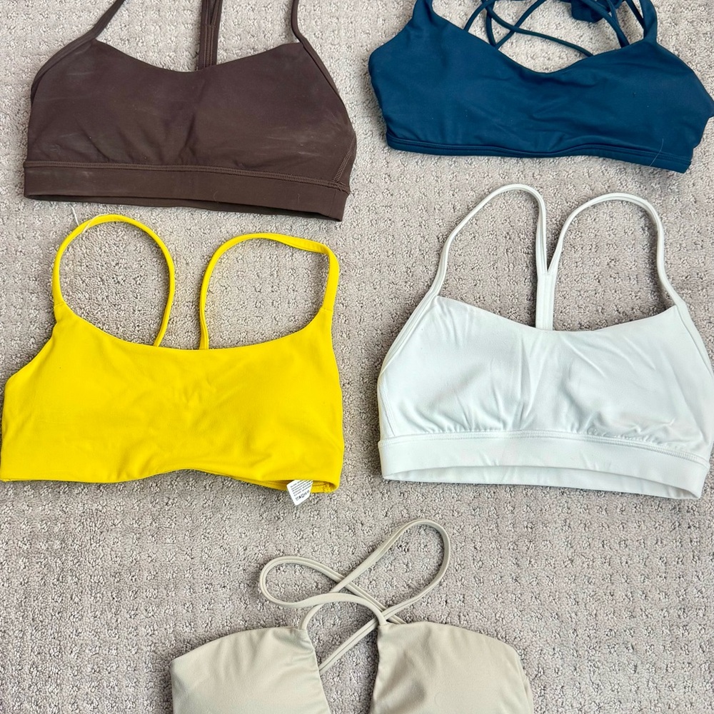 lululemon athletica Bras in Brown, Blue, Yellow, White, and Tan